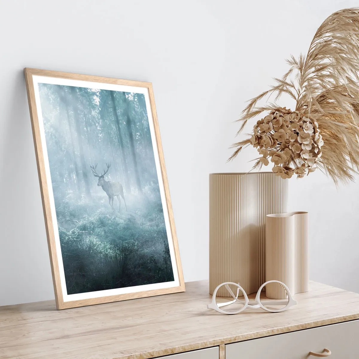 Plakát v rámu světlý dub - Ranní obchůzka sídliště - 30x40 cm