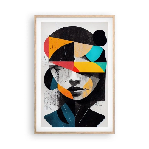 Plakát v rámu světlý dub - Pestrobarevný vnitřní portrét - 61x91 cm