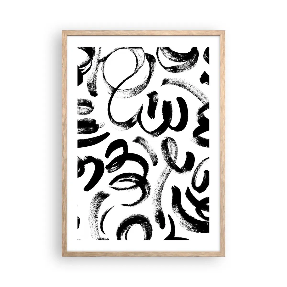 Plakát v rámu světlý dub - Černé na bílém - 50x70 cm