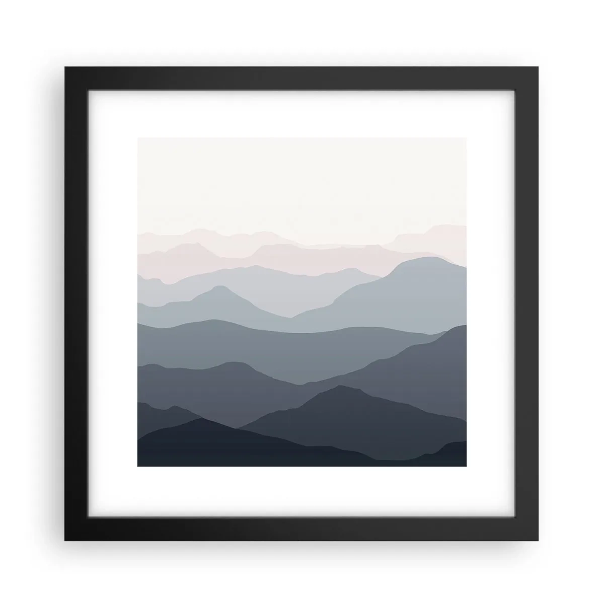 Plakát v černém rámu - Vlny hor - 30x30 cm