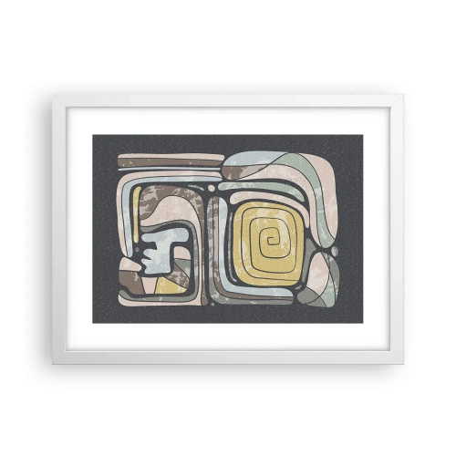 Plakát v bílém rámu - Abstrakce v předkolumbovském duchu - 40x30 cm