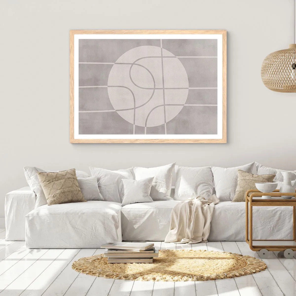Plakát v rámu světlý dub - Kruhově a přímo - 100x70 cm