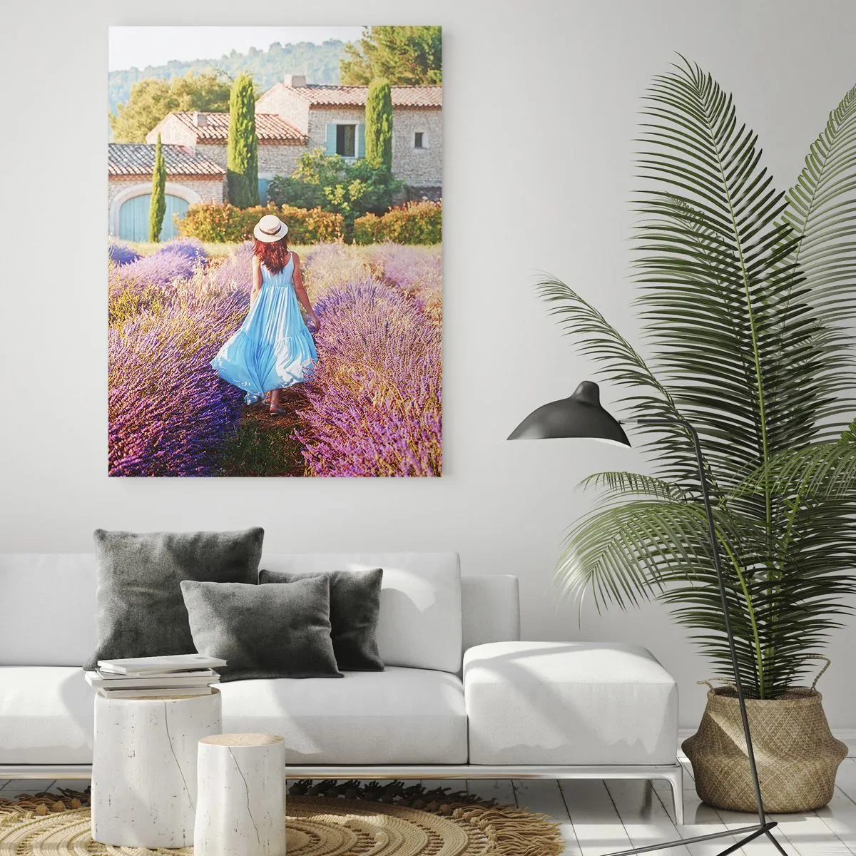 Obraz na skle - Levandulová dívka - 50x70 cm