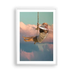 Plakát v bílém rámu - Hra v oblacích - 50x70 cm