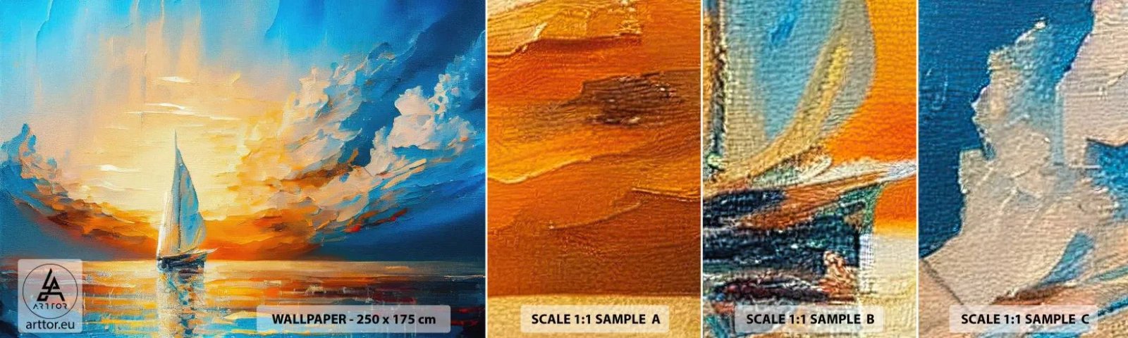 Fototapeta Vzorek Standard Eco - Plavba ve zlatě - Krajina, Námořní, Plachetnice - 100x30 cm