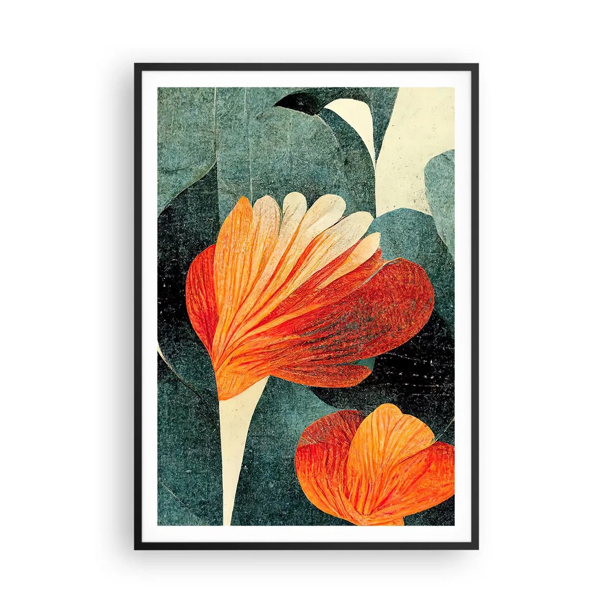 Plakát v černém rámu - Tropické horko a chlad zeleně - 70x100 cm