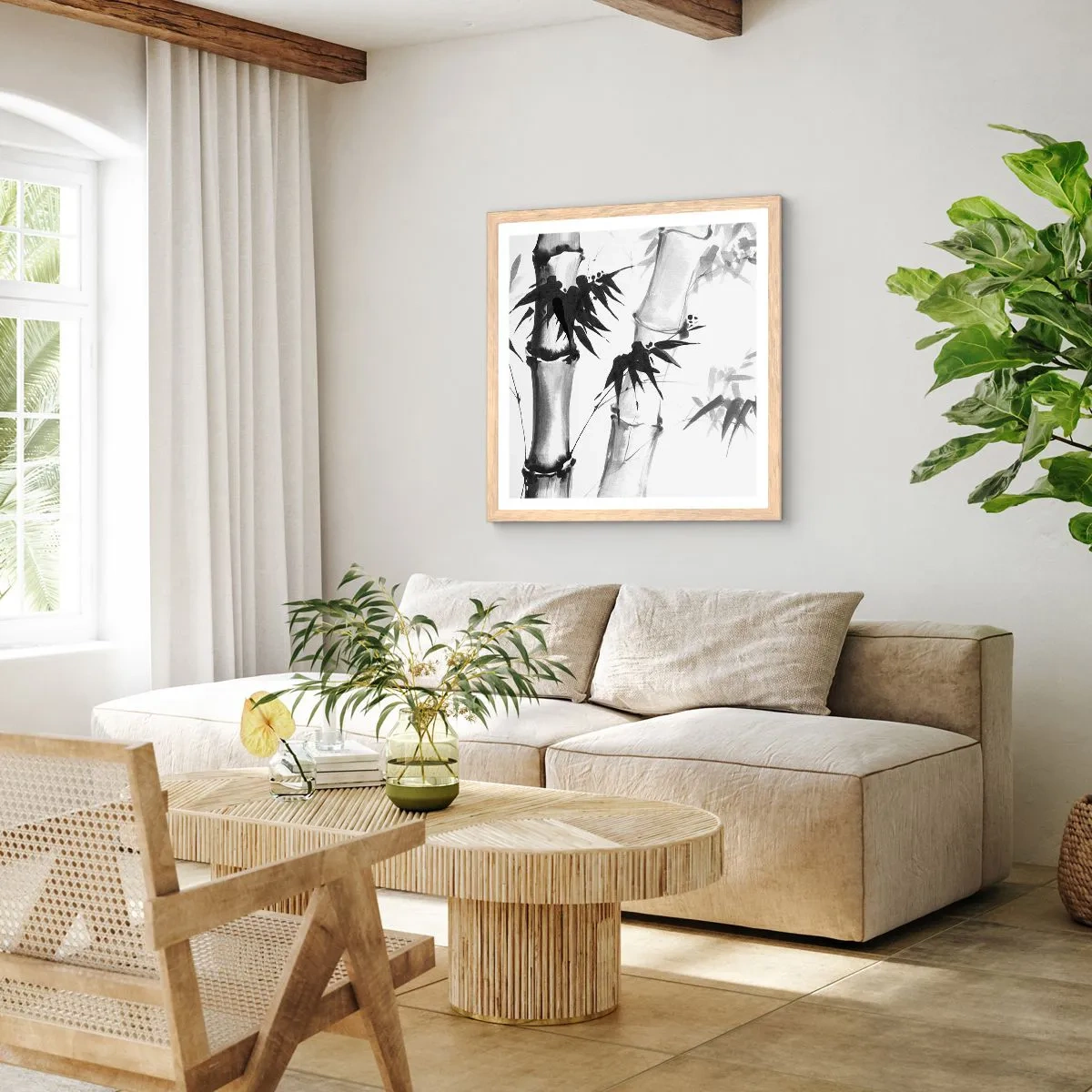 Plakát v rámu světlý dub - Blízký záběr na orient - 50x50 cm