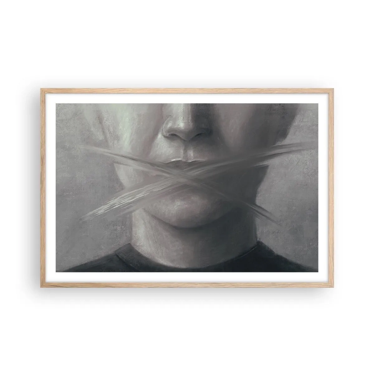 Plakát v rámu světlý dub - Ani slovo - 91x61 cm