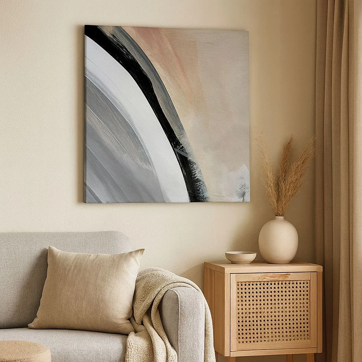 Obraz na plátně - Kompozice: černý a šedý oblouk - 30x30 cm