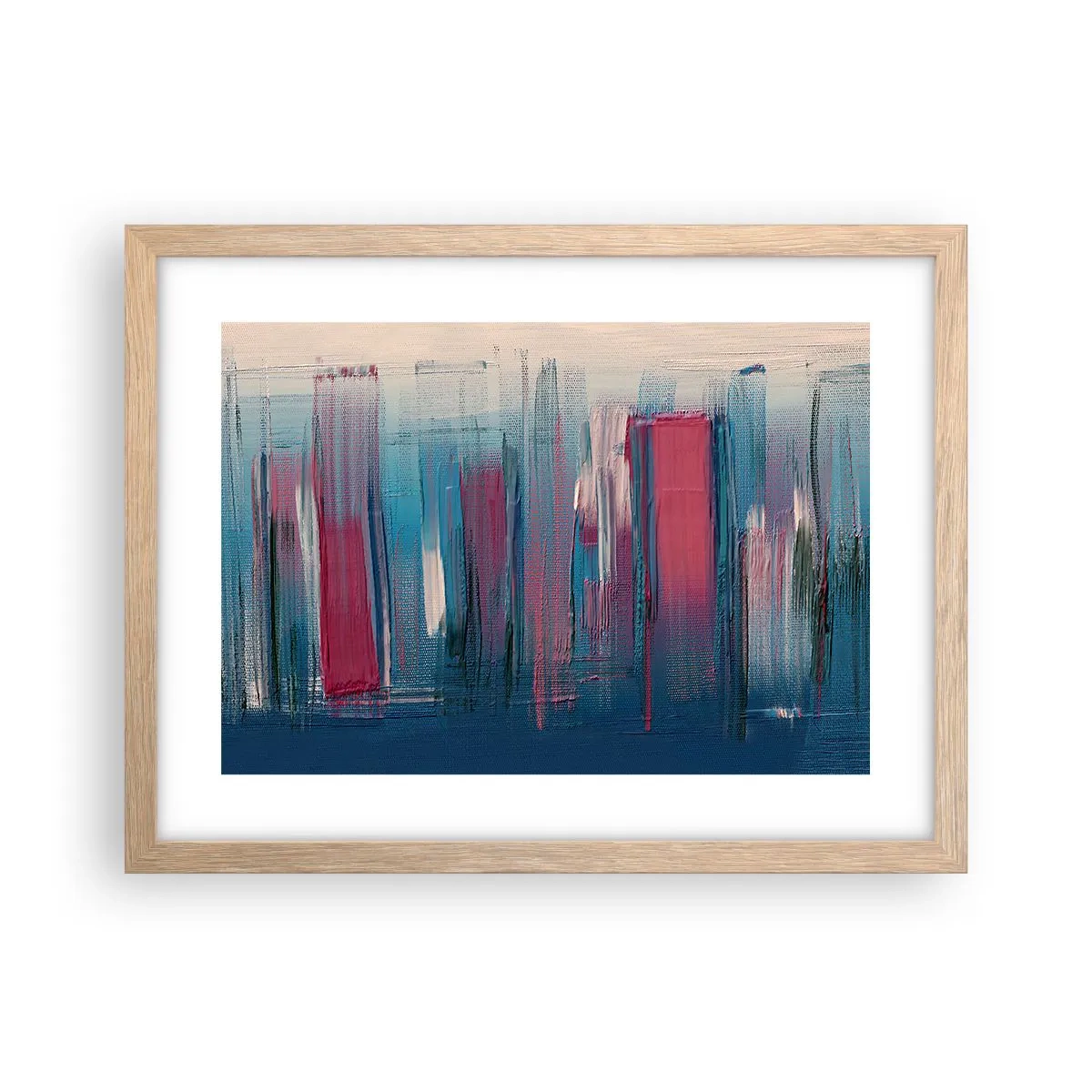 Plakát v rámu světlý dub - Vertikální kompozice v modré a červené - 40x30 cm