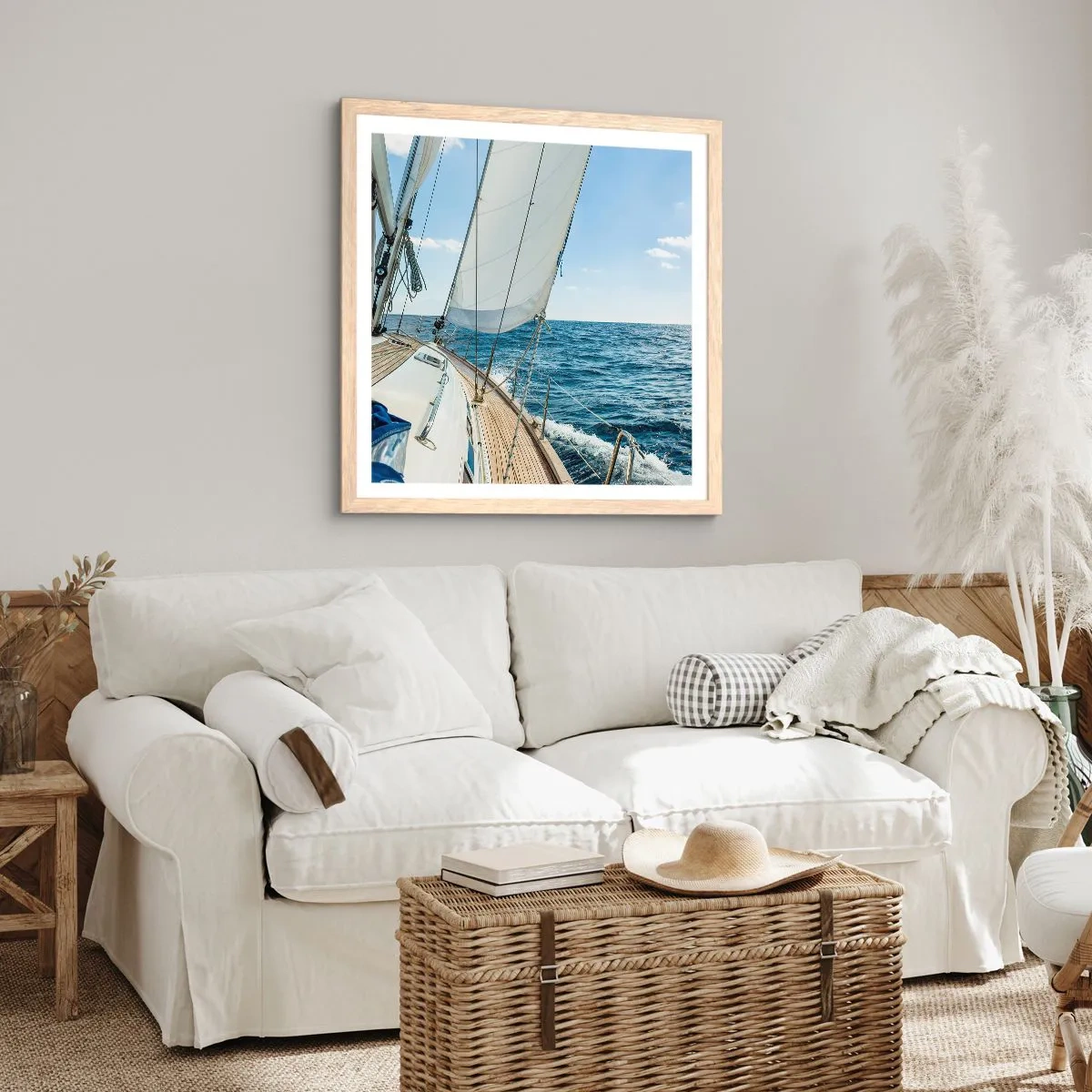 Plakát v rámu světlý dub - Ahoj, dobrodružství - 60x60 cm