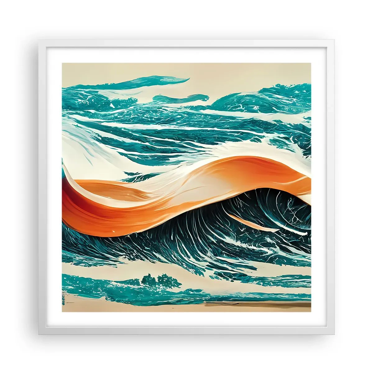 Plakát v bílém rámu - Surfařův sen - 60x60 cm