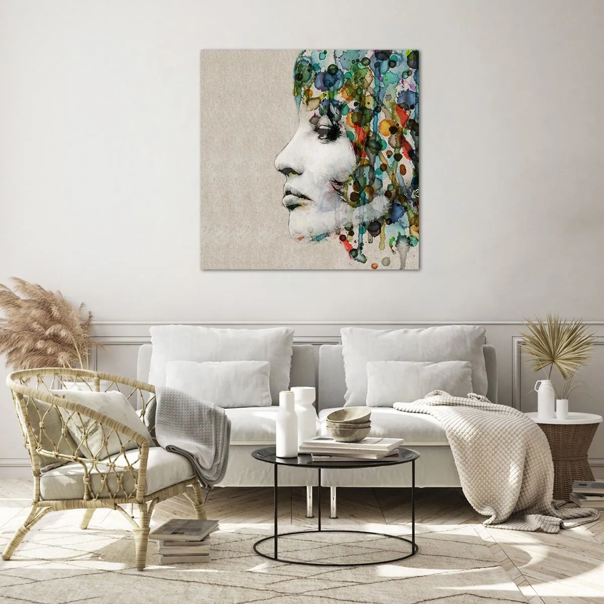 Obraz na skle - Vynořila se z šedi - 60x60 cm