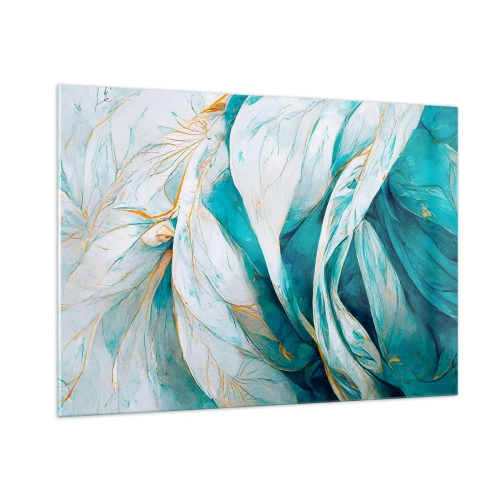 Obraz na skle - Modrá abstrakce se zlatým motivem - 100x70 cm