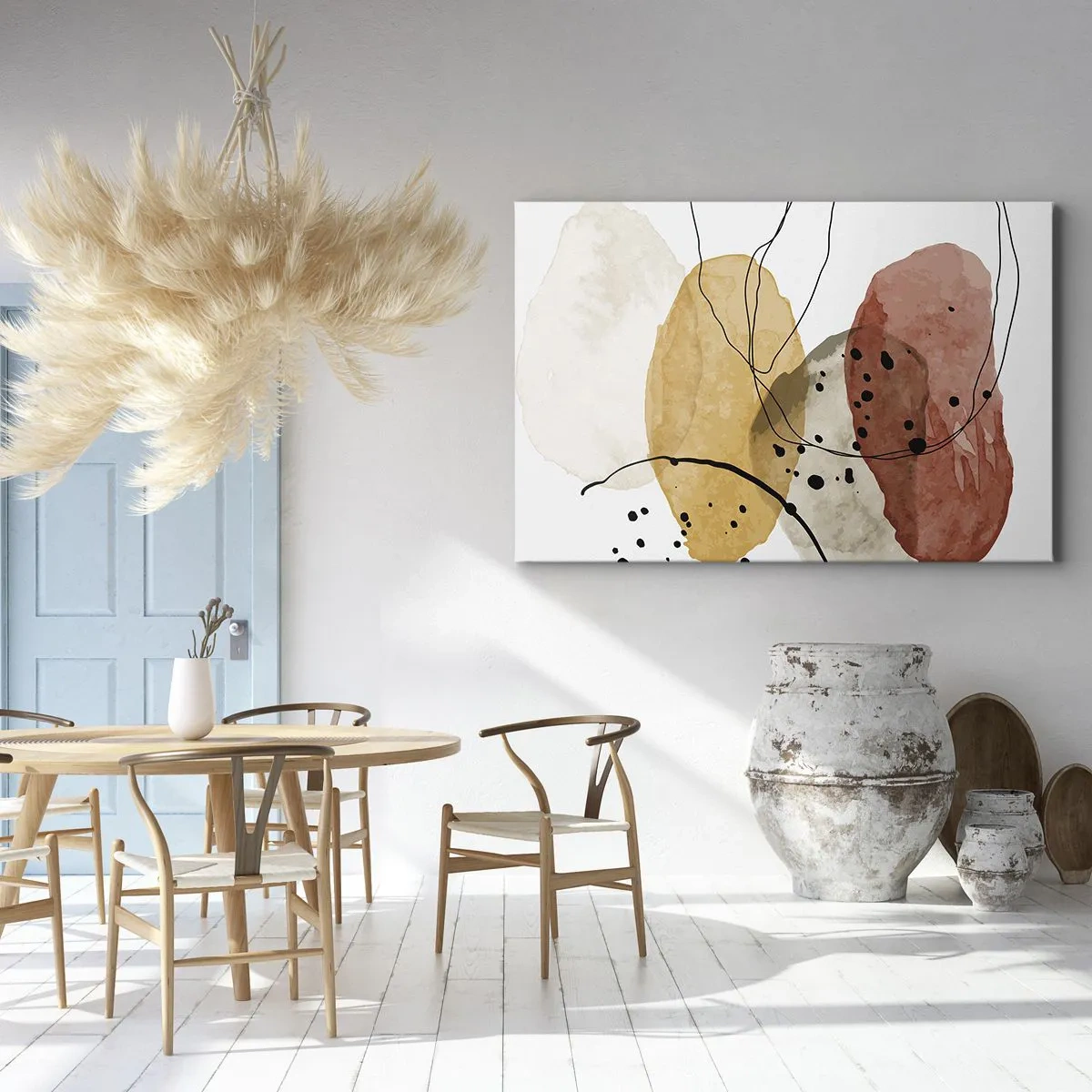 Obraz na plátně - Abstraktní skvrny v odstínech béžové, žluté a červené - 70x50cm - Jako lehký, průzračný vzduch - Moderní nástěnná dekorace do obývacího pokoje a ložnice ARTTOR