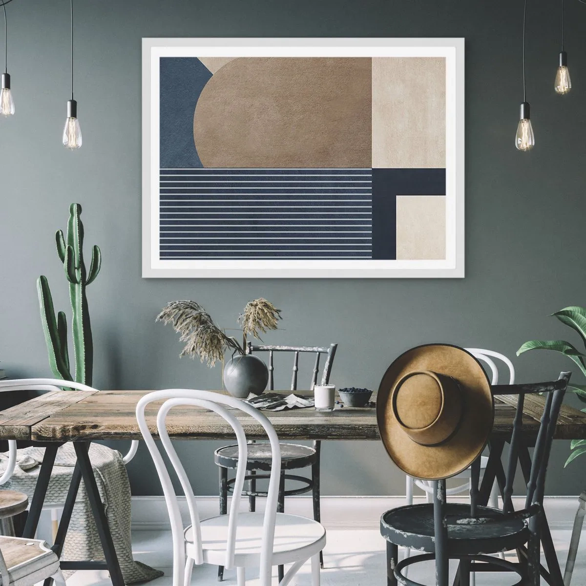 Plakát v bílém rámu - Kompozice jednoduchosti a kulatosti - 91x61 cm