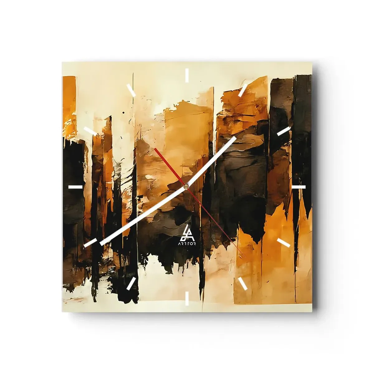 Nástěnné hodiny - Harmonie černé a zlaté - 40x40 cm