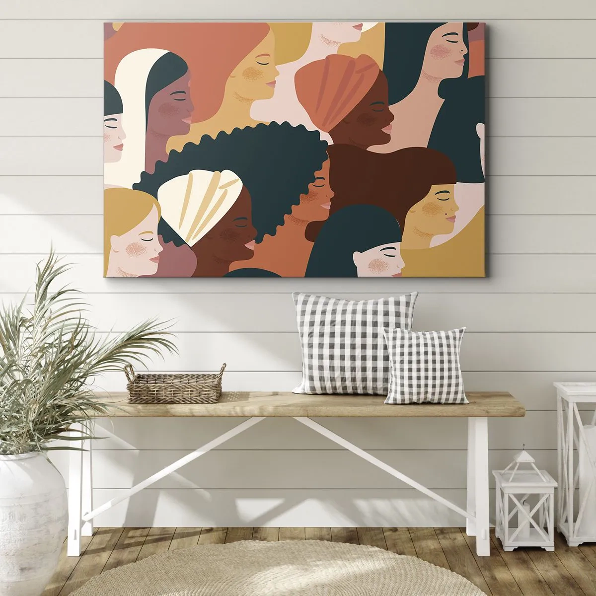 Obraz na plátně - Barevné profily žen v různých stylech - 70x50cm - Pouze ženskost - Moderní nástěnná dekorace do obývacího pokoje a ložnice ARTTOR