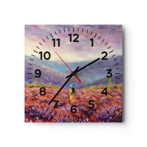 Nástěnné hodiny - V levandulovém světě - 30x30 cm