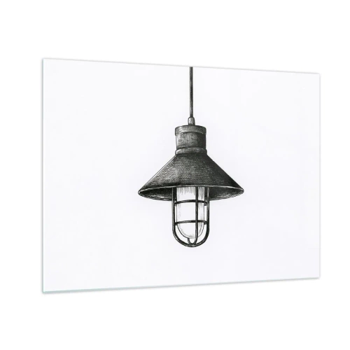 Obraz na skle - Černá závěsná lampa v industriálním stylu - 70x50cm - Jako před lety… - Moderní nástěnná dekorace do obývacího pokoje a ložnice ARTTOR