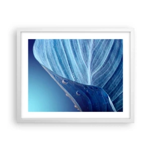Plakát v bílém rámu - Skryté kapky modři - 50x40 cm