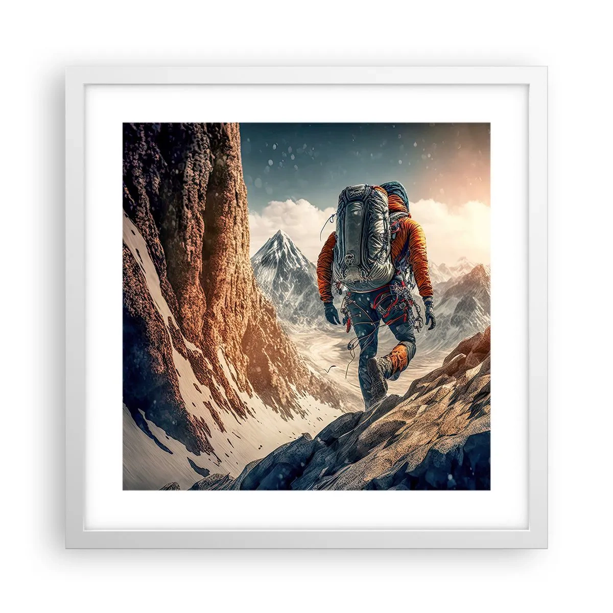 Plakát v bílém rámu - Osamělý bojovník - 40x40 cm