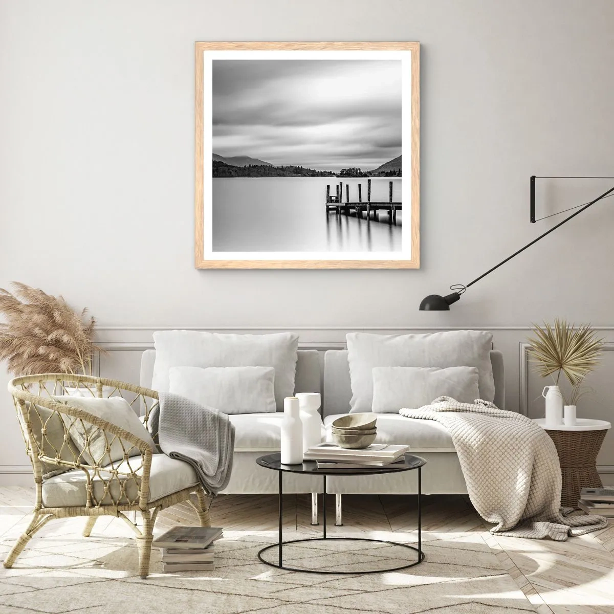 Plakát v rámu světlý dub - Jemnost a síla - 60x60 cm