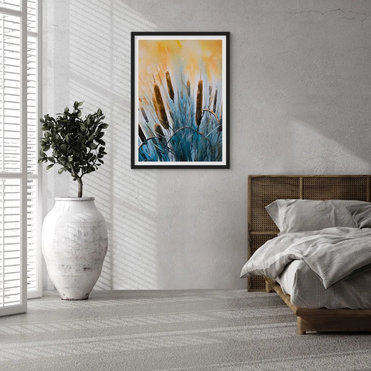 Plakát v černém rámu - Chlad vody, žár slunce - 50x70 cm