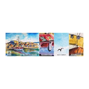 Vzor Fototapety Samolepicí Deluxe Sticker - Duhové odpoledne - Přístav, Jachta, Pobřeží - 100x30 cm