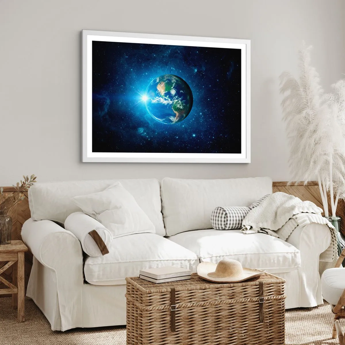 Plakát v bílém rámu - Jsme v nebi - 100x70 cm