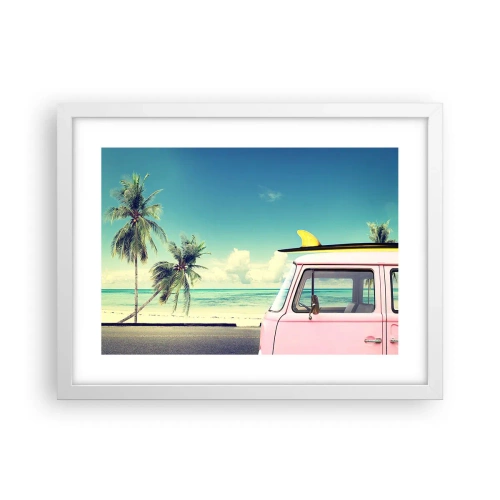 Plakát v bílém rámu - Prázdniny, je čas začít - 40x30 cm