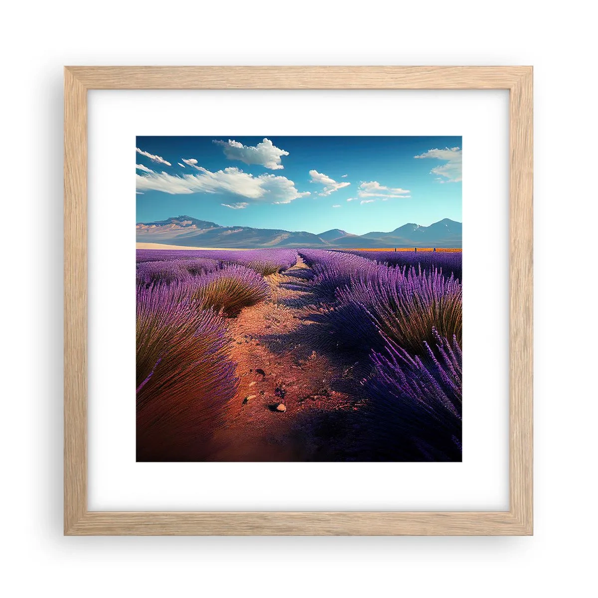 Plakát v rámu světlý dub - Voňavá pole - 30x30 cm