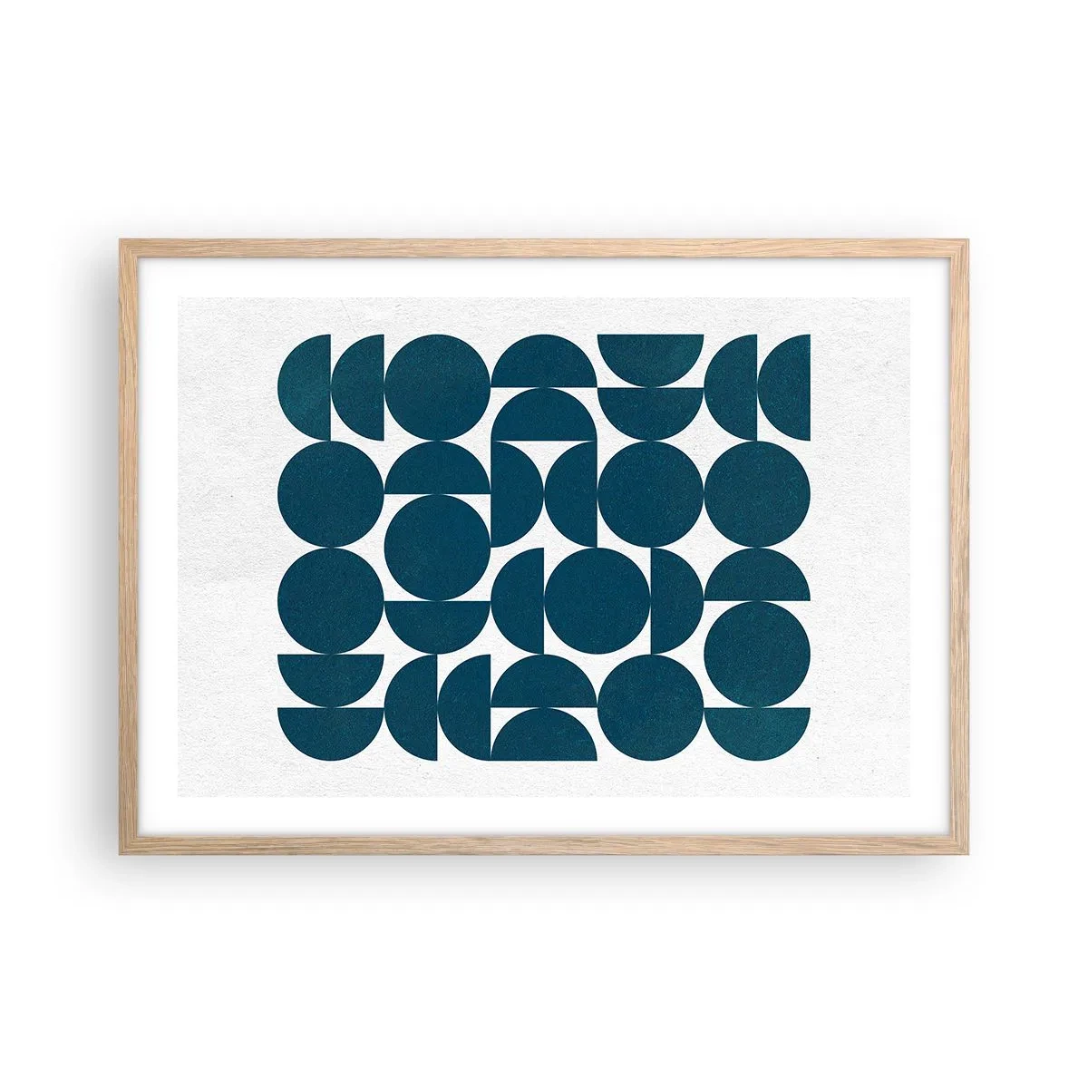 Plakát v rámu světlý dub - Kruhy a půlkruhy - 70x50 cm