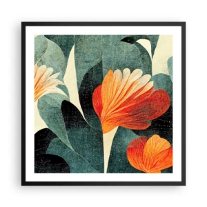 Plakát v černém rámu - Tropické horko a chlad zeleně - 60x60 cm