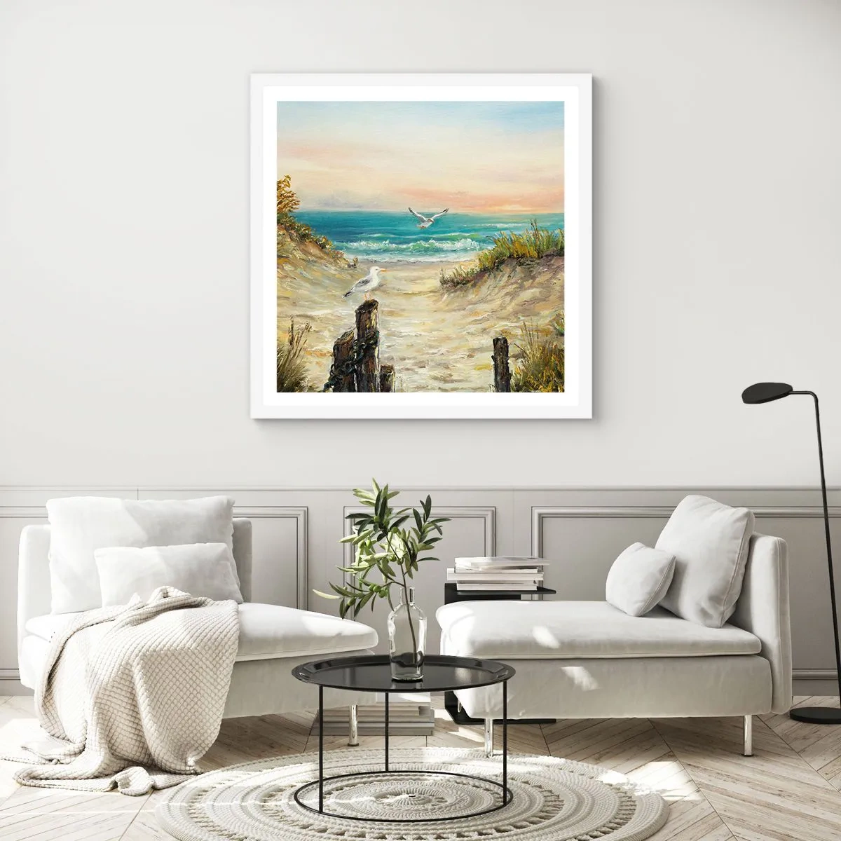 Plakát v bílém rámu - Bezvětří a samota - 60x60 cm