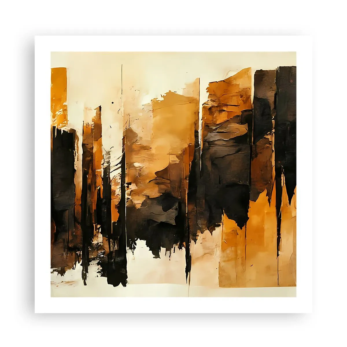 Plakát - Harmonie černé a zlaté - 60x60 cm