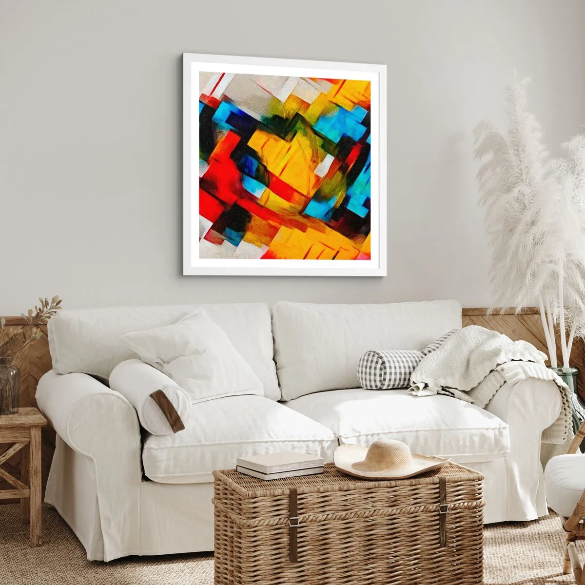 Plakát v bílém rámu - Vícebarevné vrstvy - 50x50 cm