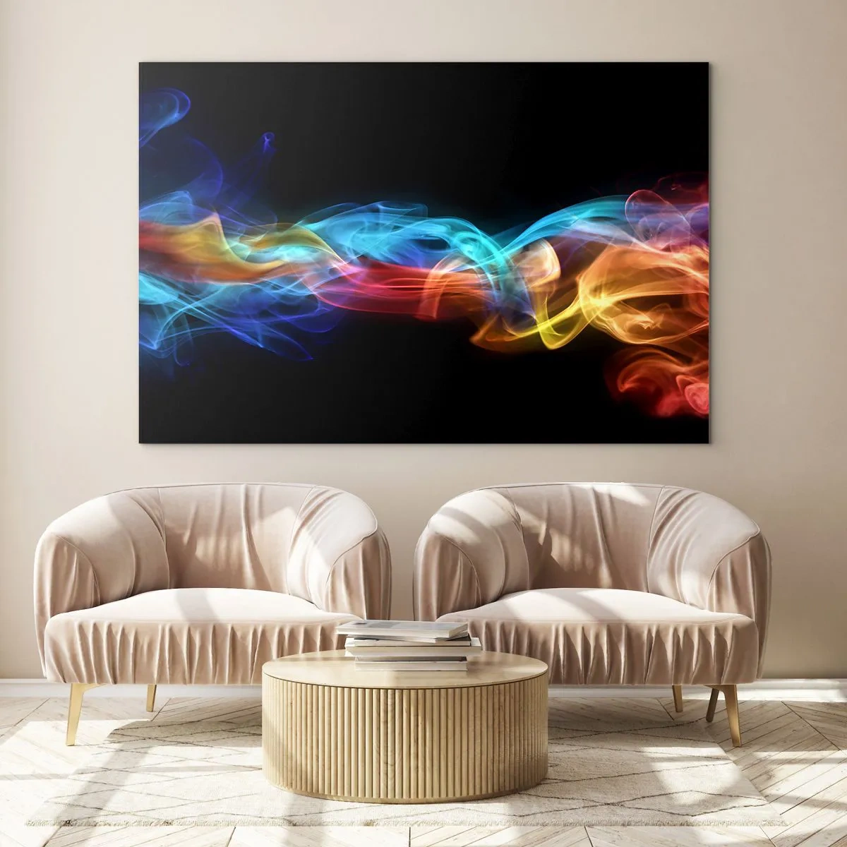 Obraz na skle - Duhový tanec mlhy - 100x70 cm