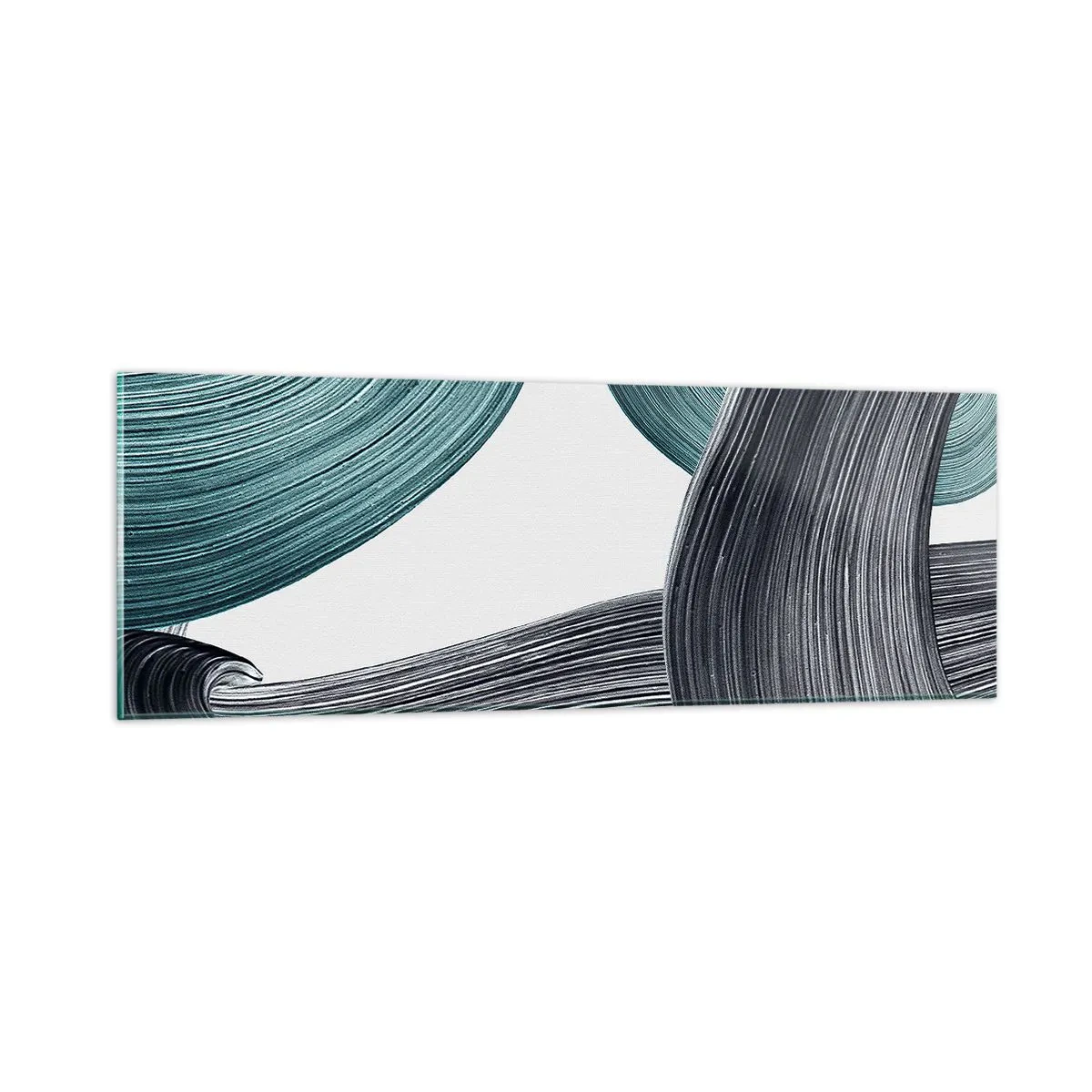 Obraz na skle - Smaragdové a černé vlny - 90x30 cm