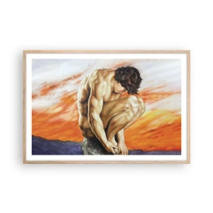 Plakát v rámu světlý dub - Ponořen do sebe - 91x61 cm