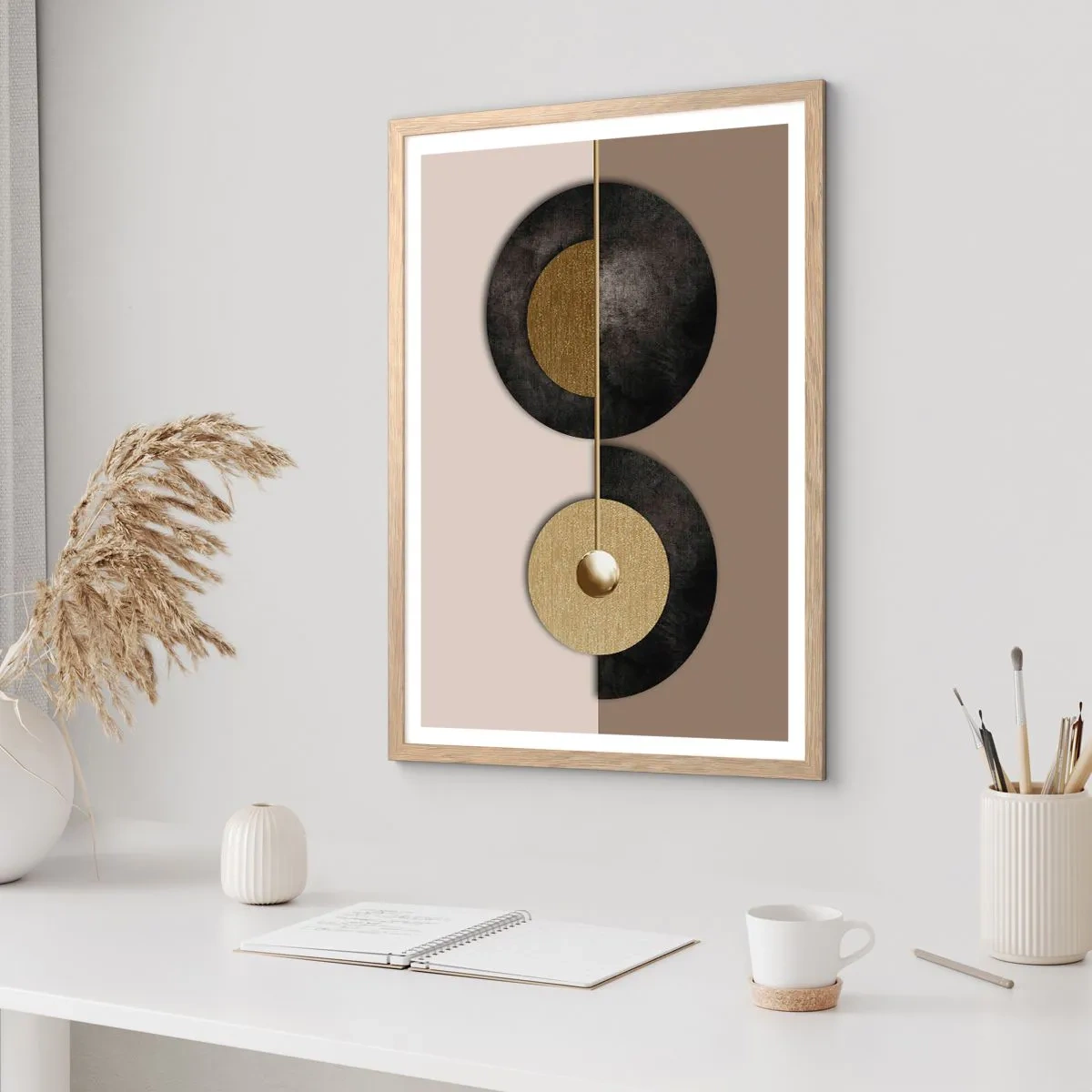 Plakát v rámu světlý dub - Variace kolem kruhu - 50x70 cm