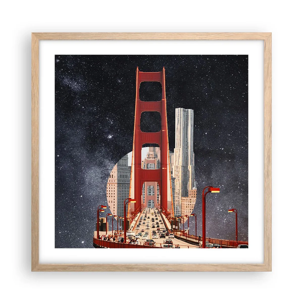 Plakát v rámu světlý dub - Vždy uprostřed - 50x50 cm