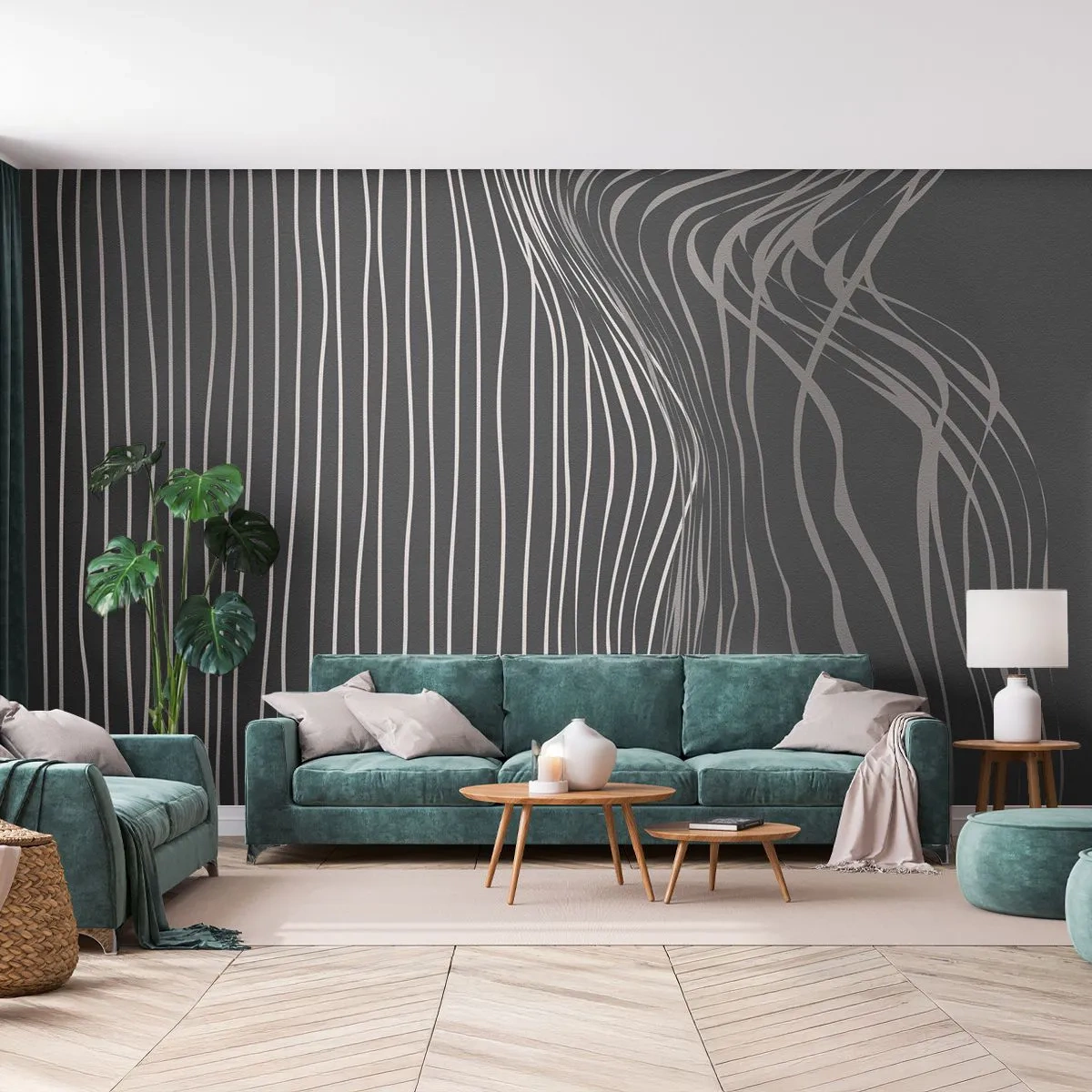 Fototapeta Samolepicí Deluxe Sticker - Rytmus a přízvuk - Abstrakce, Kus, Černý a bílý - 250x175 cm
