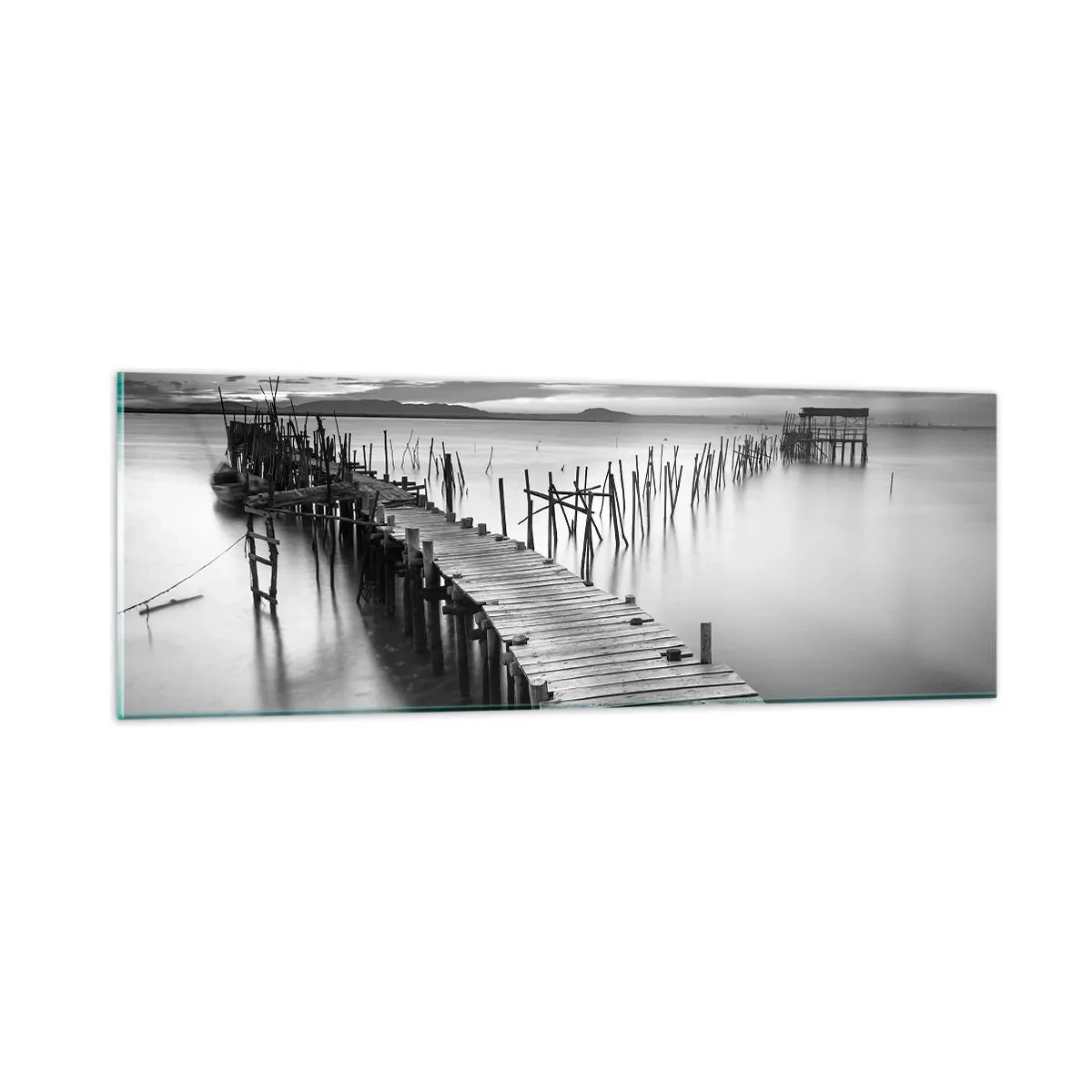 Obraz na skle - Klid zapomenutého břehu - 90x30 cm