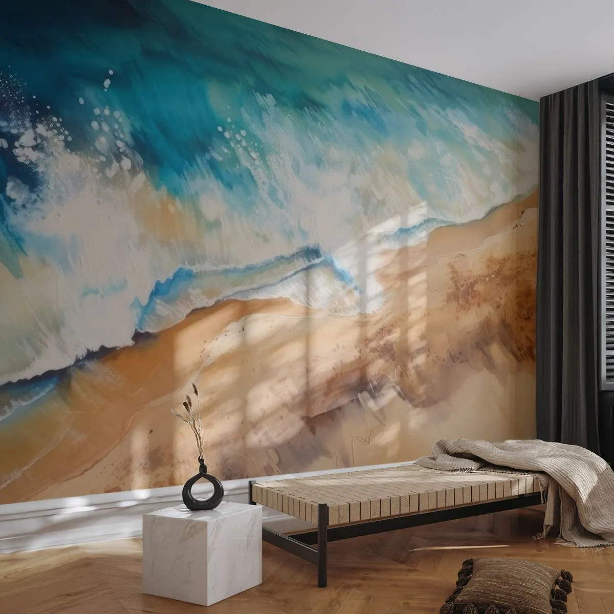 Fototapeta Premium Canvas - Vlna, která se vrací - Pobřeží, Pobřeží, Oceán - 250x175 cm