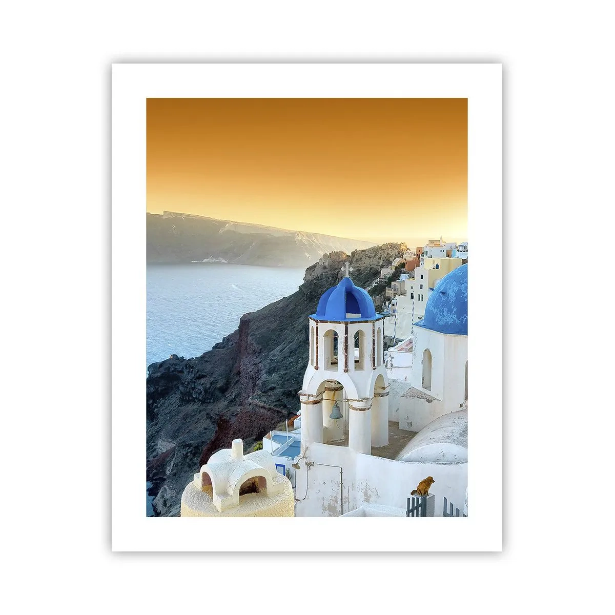 Plakát - Santorini - přitulené ke skalám - 40x50 cm