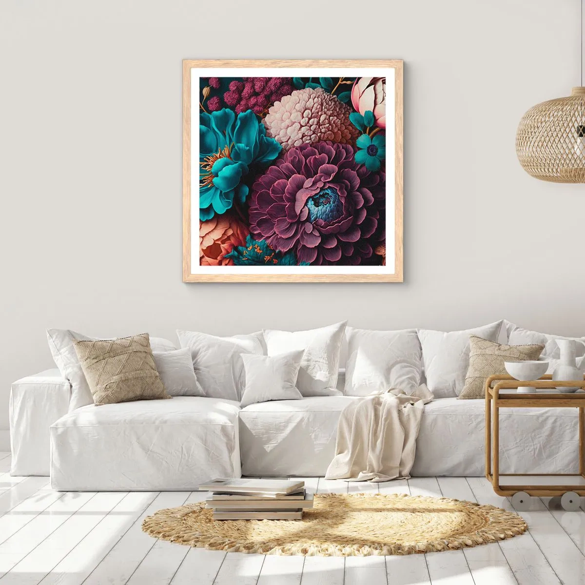 Plakát v rámu světlý dub - Úroda přírody - 60x60 cm