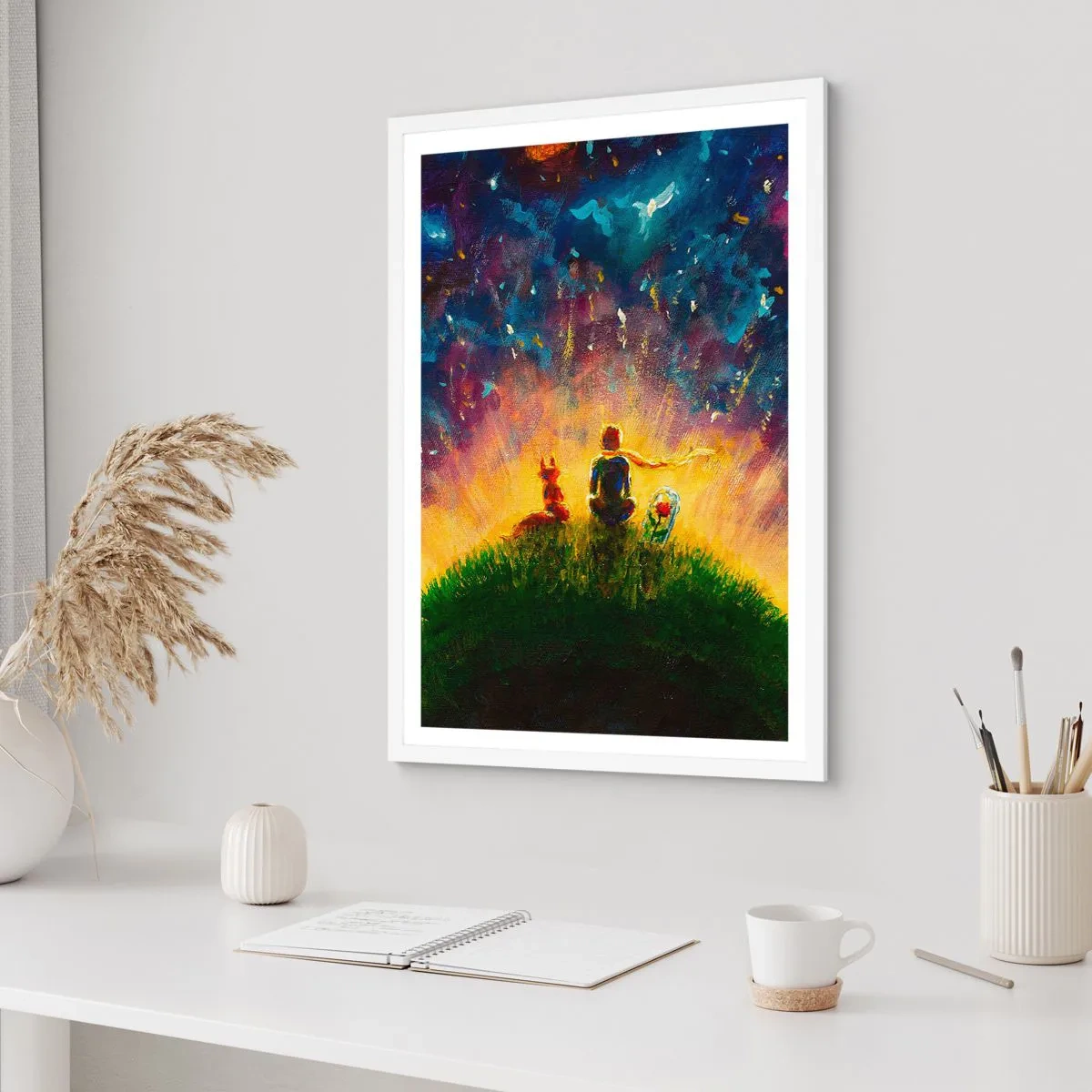 Plakát v bílém rámu - Láska a přátelství - celý svět - 30x40 cm