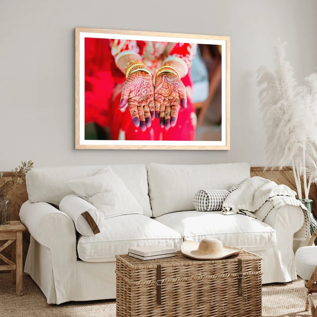 Plakát v rámu světlý dub - Připravená chytit štěstí - 70x50 cm