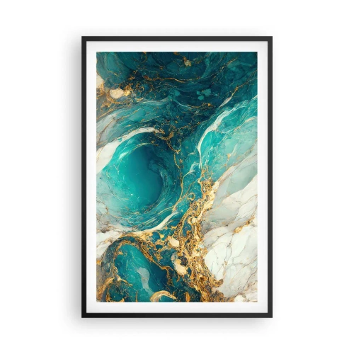 Plakát v černém rámu - Kompozice se zlatými žilami - 61x91 cm